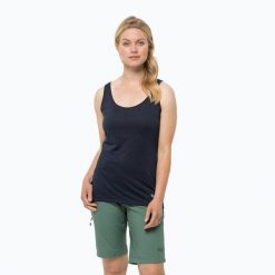 Koszulka trekkingowa damska Jack Wolfskin Pack & Go Tank. Niebieskie koszulki sportowe damskie Jack Wolfskin, s, bez wzorów, bez kołnierzyka, bez ramiączek, trekkingowe. Za 58.99 zł.