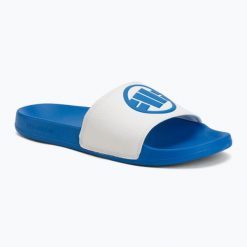 Klapki męskie Pitbull Logo. Niebieskie klapki męskie PITBULL, z materiału, eleganckie. Za 109.99 zł.