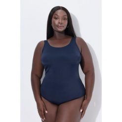 Damskie Strój kąpielowy bardzo miękka podszewka marszczenie z boku. Niebieskie kostiumy jednoczęściowe damskie Ulla Popken, plus size, bez wzorów, z elastanu, sportowe, plus size. Za 139.99 zł.