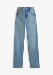 Dżinsy ciążowe na okres ciąży i po nim, długość do kostki. Niebieskie jeansy damskie bonprix, moda ciążowa. Za 147.99 zł.
