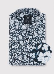 PAKO LORENTE – Czarna koszula w białe kwiaty. Białe koszule męskie Pako Lorente, m, bez wzorów, z bawełny, eleganckie, bez kołnierzyka, bez ramiączek. Za 79.99 zł.