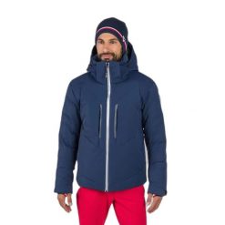 Kurtka narciarska Rossignol Direttissima. Niebieskie kurtki męskie Rossignol, na zimę, m, bez wzorów, z materiału, eleganckie, bez kaptura. Za 2,466.50 zł.