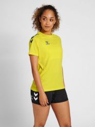 Koszulka damska Hummel Core Poly. Niebieskie koszulki sportowe damskie Hummel, m, bez wzorów, z materiału, bez kołnierzyka, bez ramiączek, do piłki ręcznej. Za 96.50 zł.