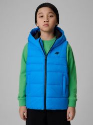 4F Bezrękawnik z wypełnieniem syntetycznym chłopięcy - granatowy 152 (11-12 lat). Niebieskie kurtki i płaszcze dla chłopców 4f, bez wzorów, z materiału, bez kaptura. Za 139.99 zł.