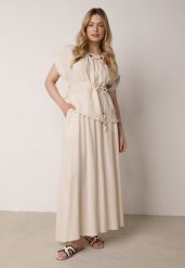 Beżowy Komplet Boho z Lnem i Wiskozą Spódnica i Nietoperzowa Bluzka Fysernara. Brązowe bluzki damskie Born2be, na lato, l, bez wzorów, z tkaniny, boho, proste. Za 209.99 zł.