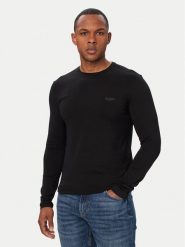 Guess Longsleeve M6YI28 K3733 Czarny Regular Fit. Czarne bluzki z długim rękawem męskie Guess, m, z aplikacjami, z bawełny, bez kołnierzyka. Za 154.99 zł.