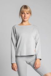 Luźna Bluzka z Dzianiny Prążkowanej - Popielata. Szare bluzki damskie MOE, l, bez wzorów, z bawełny, bez kołnierzyka, bez ramiączek. Za 259.90 zł.