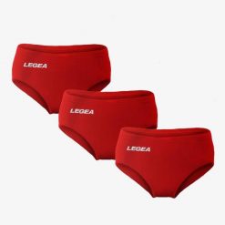 Zestaw 3 sportowych majtek bawełnianych. Czerwone figi damskie Legea, bez wzorów, z bawełny. W wyprzedaży za 44.00 zł.