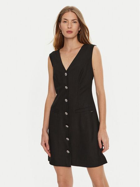 Guess Sukienka koktajlowa Doris W4BK11 WGIF2 Czarny Slim Fit. Czarne sukienki damskie Guess, xs, z aplikacjami, z wiskozy, wizytowe, bez kołnierzyka, bez ramiączek. Za 489.99 zł.