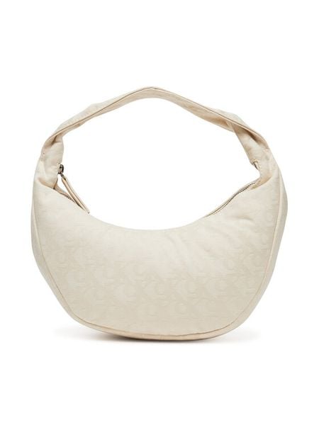 Calvin Klein Torebka Ckj Monogram Pinched Medium Shou LV04F3206G Écru. Białe torebki do ręki damskie Calvin Klein, bez wzorów, z materiału, bez dodatków. Za 236.99 zł.