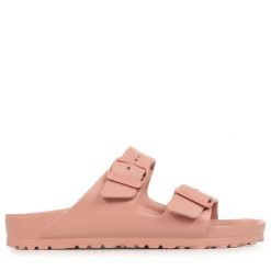 Klapki Birkenstock Arizona Eva Damskie. Czerwone klapki damskie Birkenstock, bez wzorów, z materiału, bez obcasa. Za 276.50 zł.