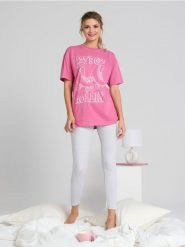 Piżama dwuczęściowa - różowy. Czerwone piżamy damskie Sinsay, l, bez wzorów, z bawełny, bez ramiączek, długie. Za 49.99 zł.