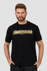ARMANI EXCHANGE Czarny t-shirt Short-sleeved. Czarne t-shirty męskie Armani Exchange, l, bez wzorów, bez kołnierzyka. W wyprzedaży za 228.99 zł.