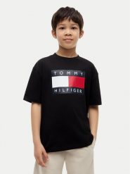Tommy Hilfiger T-Shirt Heritage KB0KB10340 Czarny Regular Fit. Czarne t-shirty dla chłopców Tommy Hilfiger, bez wzorów, z bawełny, bez ramiączek. Za 169.99 zł.