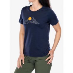 Koszulka merino damska Sensor Merino Blend Moon SS Tee. Niebieskie koszulki sportowe damskie Sensor, bez wzorów, bez kołnierzyka, bez ramiączek. Za 230.99 zł.