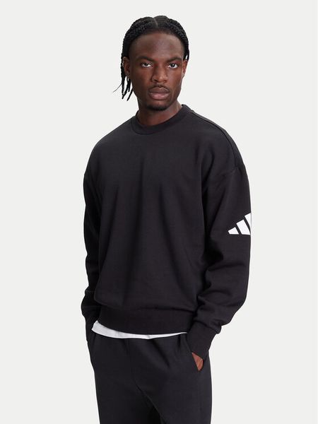 Adidas Bluza Essentials JF3542 Czarny Loose Fit. Czarne bluzy męskie Adidas, m, bez wzorów, z bawełny, bez kaptura. Za 189.99 zł.