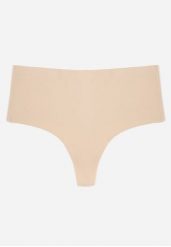 Beżowe Majtki Stringi High Waist o Bezszwowym Wykończeniu Oreasa. Brązowe stringi damskie Renee, l, bez wzorów. Za 29.99 zł.