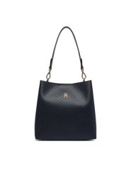 Tommy Hilfiger Torebka Th Icon Shoulder Bag Mono AW0AW19000 Granatowy. Niebieskie torebki do ręki damskie Tommy Hilfiger, bez wzorów, ze skóry, bez dodatków. Za 649.99 zł.
