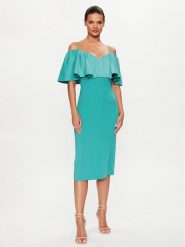 PINKO Sukienka koktajlowa La Carlota 100034 A0GI Turkusowy Regular Fit. Niebieskie sukienki damskie Pinko, bez wzorów, z syntetyku, wizytowe, bez kołnierzyka, bez ramiączek. Za 1,079.00 zł.