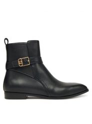 Liu Jo Botki Liz 01 SF5123 P0102 Czarny. Czarne botki damskie Liu Jo, ze skóry, bez obcasa, na płaskiej podeszwie, bez zapięcia. Za 629.99 zł.