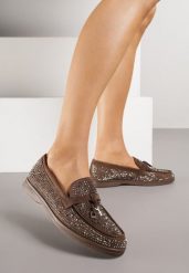 Brązowe Mokasyny Ozdobione Cyrkoniami i Aplikacjami Isirsyss. Brązowe mokasyny damskie Born2be, z jeansu, eleganckie. Za 99.99 zł.