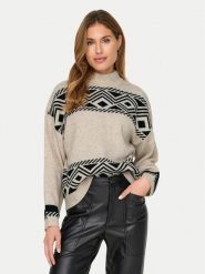 ONLY Golf Victoria 15321179 Beżowy Regular Fit. Brązowe swetry damskie Only, xl, bez wzorów, z syntetyku, bez kołnierzyka, bez ramiączek, bez kaptura. Za 169.99 zł.