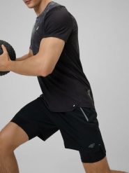 4F Spodenki treningowe szybkoschnące męskie - czarne XL. Czarne krótkie spodenki sportowe męskie 4f, m, bez wzorów, z materiału, na fitness i siłownię. Za 169.99 zł.