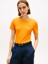 Tommy Hilfiger Koszulka Kobiety Bawełna pomarańczowy, S. Brązowe t-shirty damskie Tommy Hilfiger, s, bez wzorów, z bawełny, eleganckie, bez kołnierzyka. Za 169.95 zł.