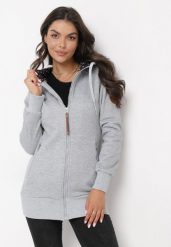 Jasnoszara Bluza z Polarem i Kapturem Laissete. Szare bluzy damskie Born2be, s, bez wzorów, z polaru, z kapturem. Za 59.99 zł.