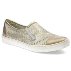 Złote Tenisówki Avanti Wygodne Skórzane Buty. Żółte trampki i tenisówki damskie Avanti, z aplikacjami, z nubiku, eleganckie, bez zapięcia. Za 159.00 zł.