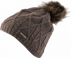 Damska czapka Areco Brown z pomponem i polarem. Brązowe czapki i kapelusze damskie Erima, na zimę, z aplikacjami, z dzianiny. Za 131.99 zł.