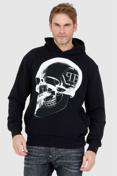 PHILIPP PLEIN Czarna bluza męska z kapturem x-ray skull, Rozmiar L. Czarne bluzy męskie Philipp Plein, l, bez wzorów, z kapturem. W wyprzedaży za 1,799.99 zł.