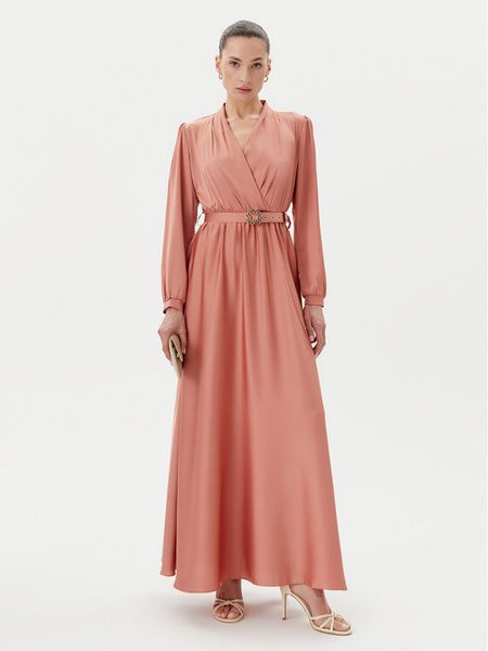 Rinascimento Sukienka wieczorowa CFC0123670003 Różowy Regular Fit. Czerwone sukienki damskie Rinascimento, m, bez wzorów, z syntetyku, wizytowe, bez kołnierzyka, bez ramiączek. Za 329.99 zł.