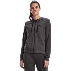 Bluza Kobieta Under Armour Rival Terry szary. Czarne bluzy sportowe damskie Under Armour, xl, bez wzorów, z dzianiny, z kapturem, na fitness i siłownię. Za 286.50 zł.
