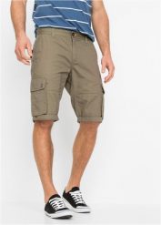 Bermudy bojówki z czystej bawełny, Regular Fit. Zielone spodnie materiałowe męskie bonprix, m, bez wzorów, z bawełny. Za 129.99 zł.