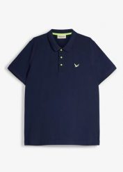 Koszulka polo z czystej bawełny organicznej piqué. Niebieskie koszulki polo męskie bonprix, l, bez wzorów, z bawełny, bez ramiączek. Za 72.99 zł.