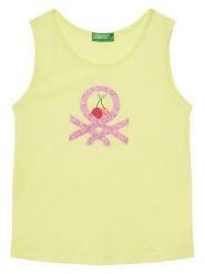 United Colors Of Benetton Top 3I1XGH012 Żółty Regular Fit. Żółte t-shirty i topy dla dziewczynek United Colors Of Benetton, bez wzorów, z bawełny, bez ramiączek. Za 29.99 zł.
