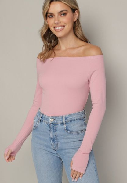 Różowa Bawełniana Bluzka z Otworem na Kciuk Terwiwi. Czerwone bluzki damskie Born2be, m, bez wzorów, z bawełny, bez kołnierzyka, bez ramiączek. Za 69.99 zł.