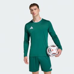 Koszulka Entrada26 Long Sleeve Jersey. Brązowe koszulki sportowe męskie Adidas, bez wzorów, z dzianiny, bez kołnierzyka, bez ramiączek, do piłki nożnej. Za 73.99 zł.