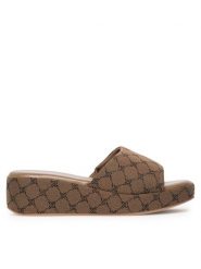 Nine West Klapki WFA2789-1 Beżowy. Brązowe klapki damskie Nine West, bez wzorów, z materiału, bez obcasa. Za 179.99 zł.
