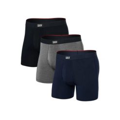 Bokserki męskie - Vibe Xtra Soft Comfort 3-pak - Czarny / Szary / Granatowy. Niebieskie bokserki męskie Saxx, m, bez wzorów, z materiału. Za 398.40 zł.