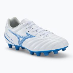 Buty piłkarskie Mizuno Monarcida Neo III Select FG white/laser blue. Białe buty sportowe męskie Mizuno, bez zapięcia, do piłki nożnej. Za 339.99 zł.