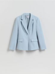 Marynarka z dodatkiem wiskozy - jasnoniebieski. Niebieskie żakiety damskie Reserved, l, bez wzorów, z tkaniny. Za 199.99 zł.