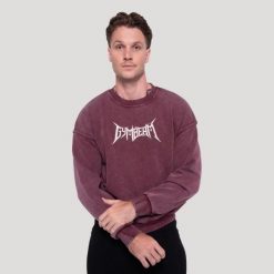 Bluza męska fitness oversize burgundowa Spike. Czerwone bluzy sportowe męskie GYMBEAM, m, bez wzorów, z bawełny, bez kaptura, na fitness i siłownię. Za 139.90 zł.