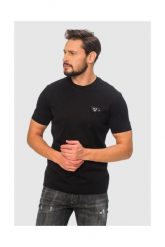 EMPORIO ARMANI Czarny t-shirt męski z wymienną aplikacją, Rozmiar S. Czarne t-shirty męskie Emporio Armani, m, z aplikacjami, prążkowane, klasyczne, bez kołnierzyka. W wyprzedaży za 299.99 zł.