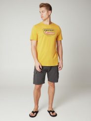 Koszulka męska Protest PRTCAARLO t-shirt. Szare t-shirty męskie Protest, na lato, m, bez wzorów, z bawełny, eleganckie, bez kołnierzyka. Za 79.90 zł.