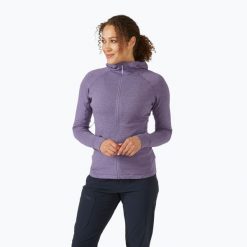 Bluza damska Rab Nexus Hoody. Fioletowe bluzy sportowe damskie RAB, l, bez wzorów, z elastanu, bez kaptura, wspinaczkowe. Za 369.99 zł.