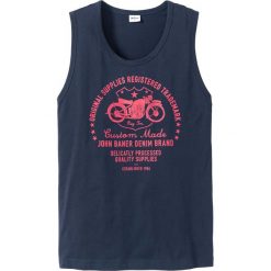 Koszulka tank top z nadrukiem bonprix ciemnoniebieski. T-shirty męskie marki bonprix. Za 29.99 zł.