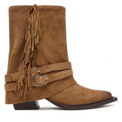 Kowbojki Steve Madden. Brązowe botki damskie Steve Madden, bez obcasa, na słupku, bez zapięcia. Za 1,029.00 zł.