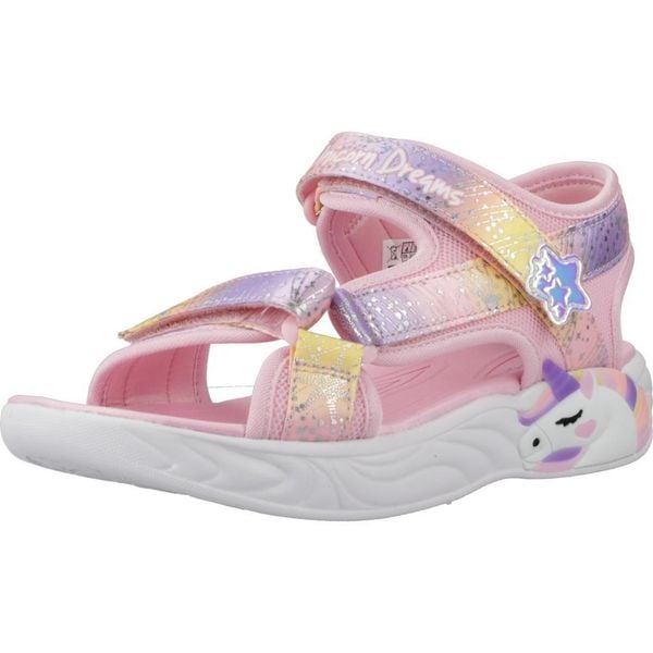 Sandały SKECHERS UNICORN Rose. Czerwone sandały damskie Skechers, bez wzorów, z syntetyku, bez obcasa, bez zapięcia. Za 238.99 zł.